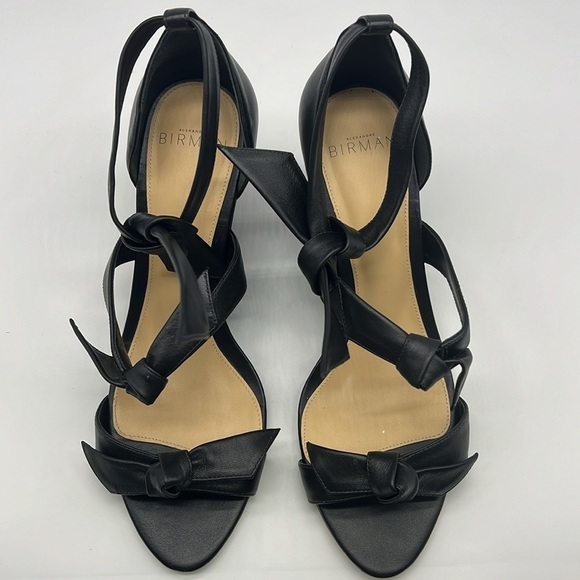 Alexandre Birman - Lolita Giana Anabela Black Leather Bow Embellished Wedge 38 - Picture 15 of 15